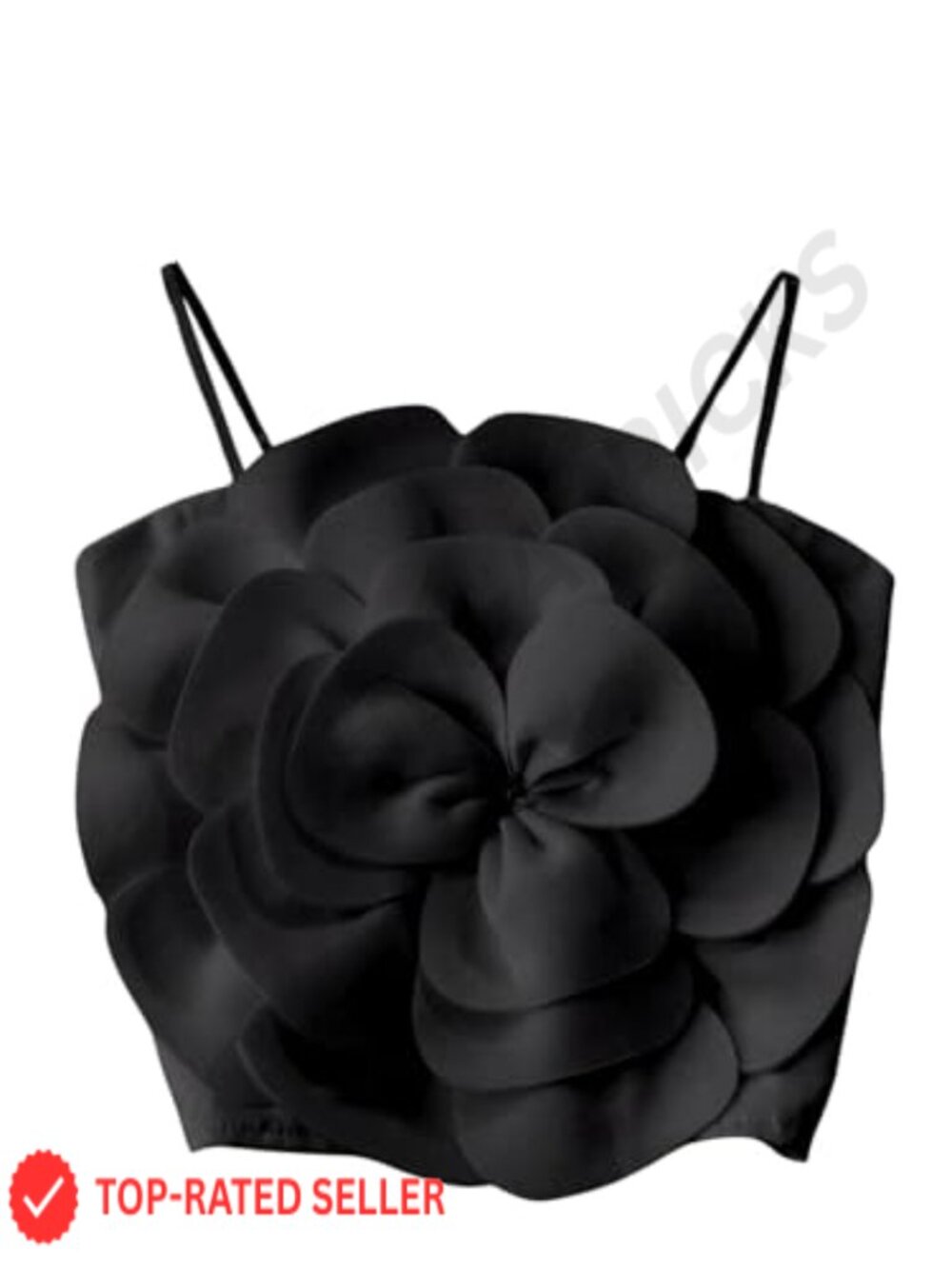 Flower Applique Sleeveless Crop Top Adjustable Straps Slim Fit Cami